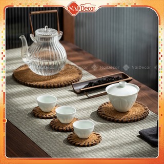 Lót Ly Bằng Xơ Dừa Nai Decor, Lót Cốc, Tấm Lót Ấm Chén Pha Trà Sợi Cọ Tự Nhiên, Lót Organic, Phụ Kiện Chụp Ảnh