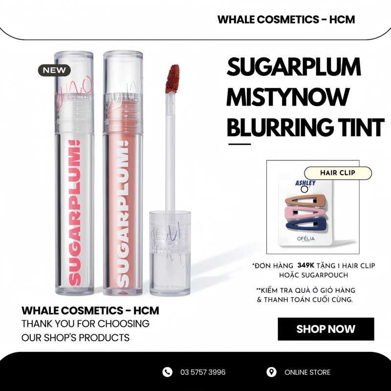 (SUGARPLUM BY OFÉLIA) Son Tint OFÉLIA SUGARPLUM MistyNow Blurring Tint Thuần Chay (3.8g) - LM206