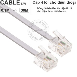 Dây RJ11 4pin cho điện thoại để bàn DIY 0.3 đến 10 mét - RJ11 signal cable
