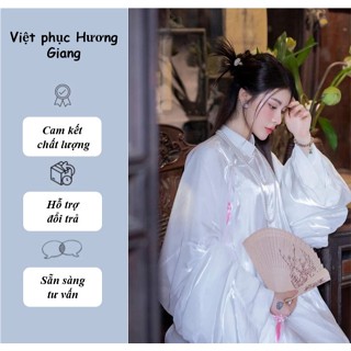 Áo ngũ thân nữ, áo tấc tay thụng nam vải oganza ánh cao cấp.| Việt Phục Hương Giang