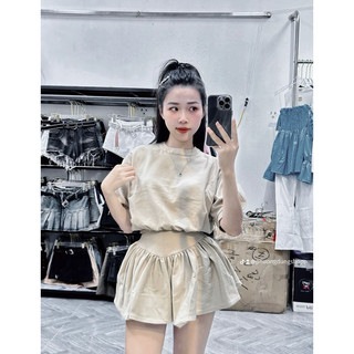 Set mpb áo tay bồng chân váy xoè màu tây xinh