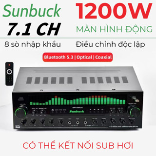 Amply karaoke bluetooth Sunbuck SR 5800 - Bảo hành 12 tháng - Âm ly công suất lớn 1200W, đẩy liền vang tích hợp Equalize