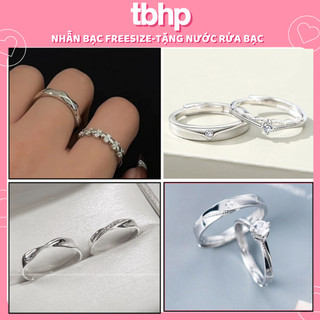 Nhẫn đôi bạc 925 freesize TBHP bạc thật cho cặp đôi kèm hộp