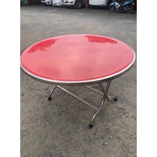 Bàn tròn inox 304 chân gấp gọn dày 1ly-1.5ly rộng 1m2 chống rỉ sét cao 75cm dày nặng chắc chắn, miễn phí ship