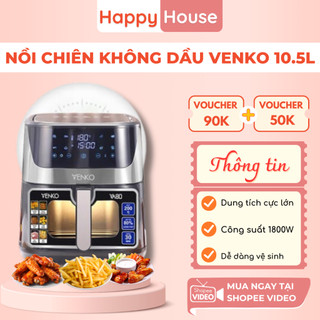 TẶNG GIẤY NẾN,Nồi chiên không dầu Venko 10,5 Lít - Hàng nhập khẩu chính hãng-Có hướng dẫn Tiếng Việt - Bảo hành 12 tháng