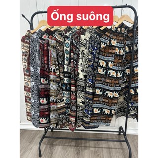 (Size 3 60-70kg)(Ống suông) Quần vải tole-lanh dài thổ cẩm, có túi. Thấm hút mồ hôi cực tốt, cực mát mẻ