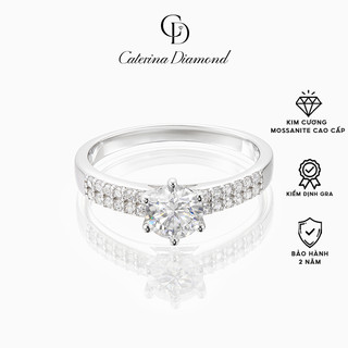 Nhẫn kim cương Moissanite 5.5 Ly Caterina Diamond Solitaire Pavéproposal  lover DR020 - Kiểm định GRA