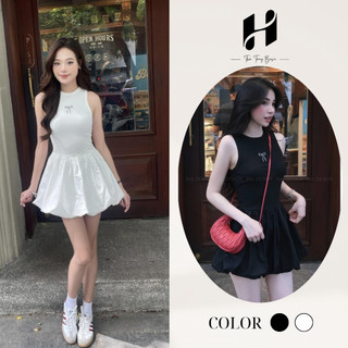 Set Váy Nữ Mini Tăm Nơ Nữ Ôm Body Sát Nách Thêu Nơ Chân Bí Tôn Dáng, Đầm Nữ Ba Lỗ Bánh Bèo Thời Trang Basic H-Store