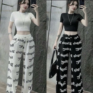 Sét bộ nữ áo croptop mix quần suông_Angel