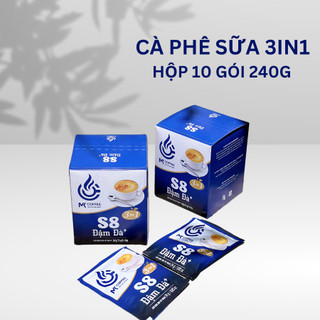 Cà phê sữa hòa tan 3in1, cà phê S8, hộp 240g 10 gói, thơm béo đậm đà, hợp gu mọi nhà - MK Coffee