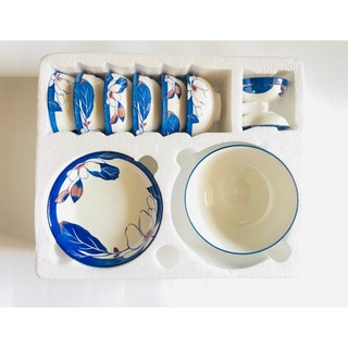 [HÀNG CAO CẤP]Bộ chén đĩa sứ cao cấp phong cách Nhật Bản 10 chi tiết,hoa văn sắc xưa giả cổ, Bộ đồ ăn Bát Tràng