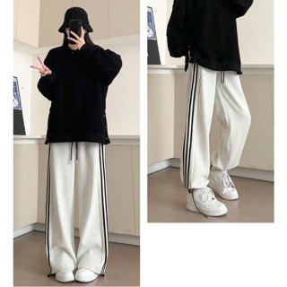 Quần Jogger Thể Thao 3 Sọc Quần Ống Rộng Dáng Suông Unisex Nam Nữ Vải Nỉ Cotton Dày Dặn Mềm Mại