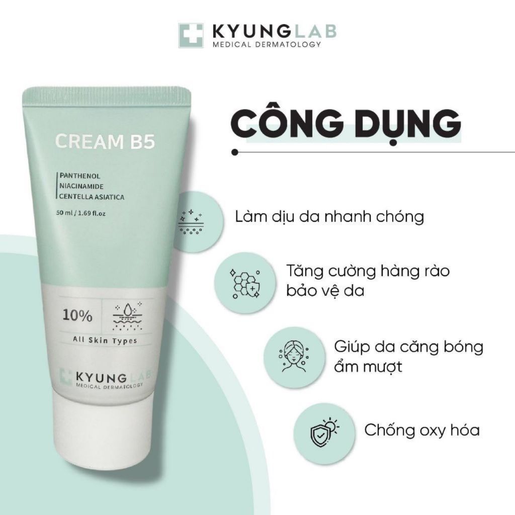ShopLILA.KEM DƯỠNG LÀM DỊU DA, PHỤC HỒI DA SAU MỤN KYUNGLAB CREAM B5 50ML HÀN QUỐC - 18094
