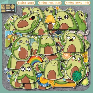  50 Sticker Trái Bơ Avocado chống nước dán mũ bảo hiểm điện thoại laptop đàn guitar vali. ST92 