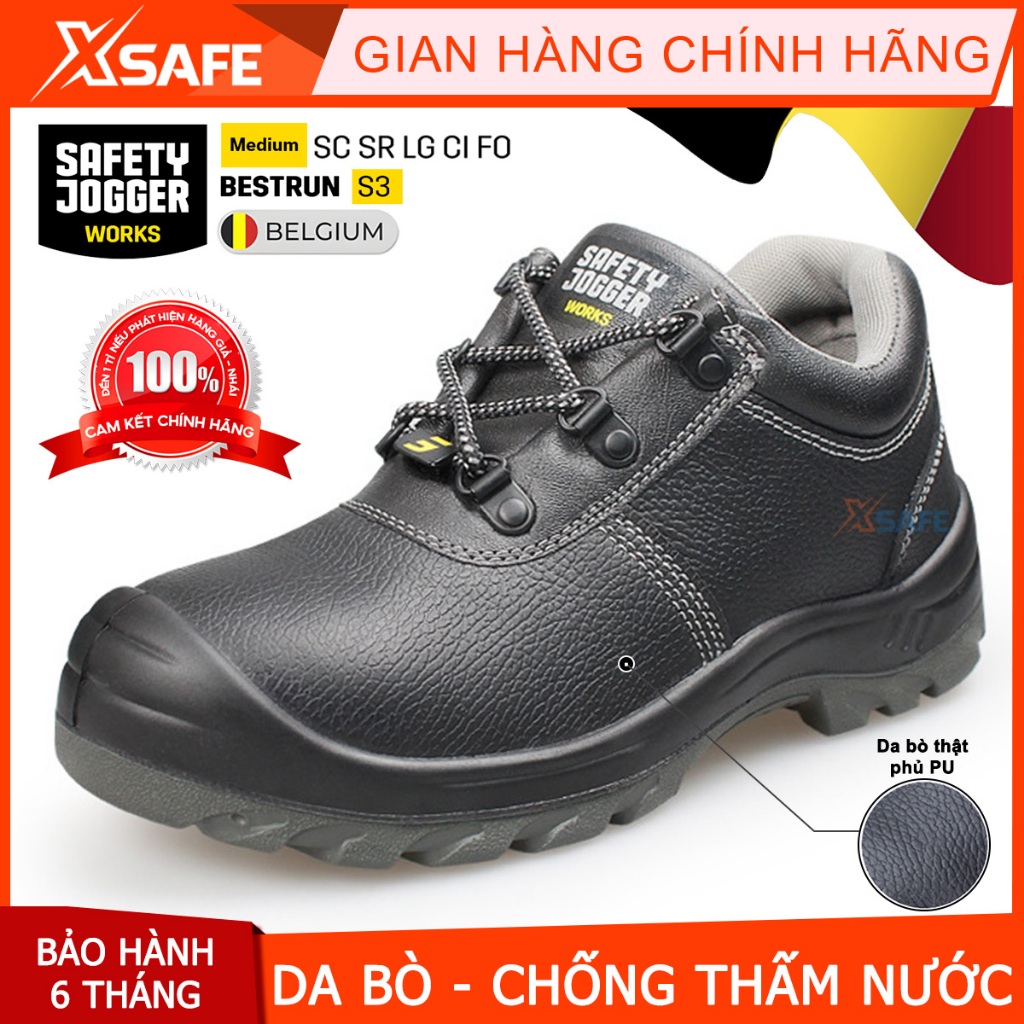 Giày bảo hộ lao động nam Jogger Bestrun S3 da bò, chống đinh/ nước/ trượt Giày công trình, nhà máy, form thể thao- XSAFE