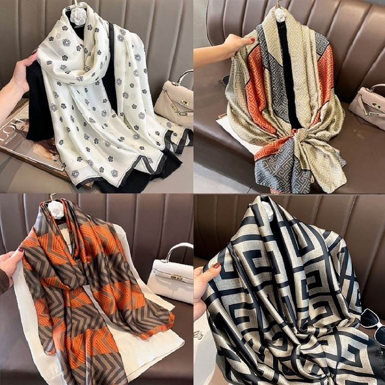 [TẶNG CÀI KHĂN] Khăn Lụa Nữ, Khăn Choàng Cổ Nữ Thời Trang ,Đi Biển ,Giữ Ấm (90CM X 180 CM) Họa Tiết Sang Trọng - KLTH002