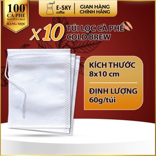 Túi lọc trà túi lọc cà phê cold brew vải không dệt có dây rút 8x10cm combo 10 cái