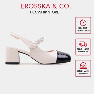 Erosska - Giày cao gót nữ quai ngang đính hạt ngọc kiểu dáng sang trọng màu kem cao 6cm - EL041