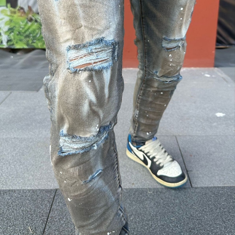 [HOT] Quần Jean Nam PurPle Xanh Bụi Rách Gối Nhỏ Hàng Quảng Châu, Quần PurPle Nam Co Giãn Nhẹ Form S