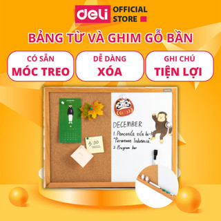 Bảng từ và bảng ghim gỗ bần deli bảng dạy học, bảng thuyết trình 2 trong 1, ghi chú thông tin