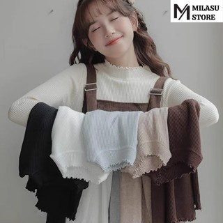  Áo len tăm cổ 3 phân sóng MILASU áo giữ nhiệt  tay bèo dày dặn siêu co dãn 263 