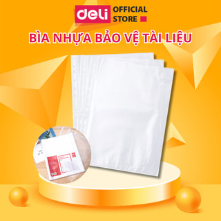 Bìa nhựa bảo vệ tài liệu a4 deli tấm bảo vệ 11 lỗ lưu giữ giấy tờ cho văn phòng