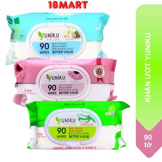 khăn ướt Yuniku 90 tờ, hồng- HÀNG CHÍNH HÃNG cao cấp an toàn cho bé