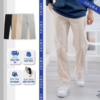 Quần tây nam AKUBA form regular lưng thun, chất vải cotton co giãn tốt, dáng suông dài năng động, thoáng khí | 01K0267