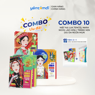 Combo 10 miếng mặt nạ nara tặng 3 miếng mặt nạ nara tặng 1 bịch bông tẩy trang nara 160 miếng