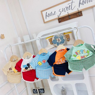 Bộ đồ cộc tay vải thun lạnh hàng minky mom loại 1 cho bé trai, bé gái từ 7kg đến 26kg