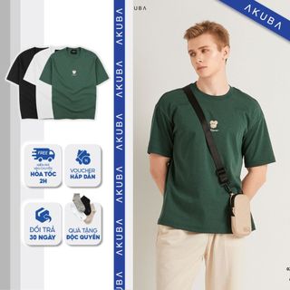 Áo thun tay ngắn nam AKUBA, form oversize, chất vải cotton dày dặn, dễ thấm hút, thoáng mát | 02KP0939
