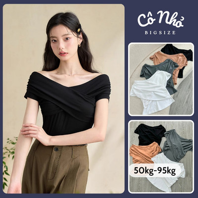Áo Trễ Vai Bigszie Nữ Tay Ngắn Dáng Croptop Ôm Body Tôn Dáng Nữ Tính Cho Chubby A240