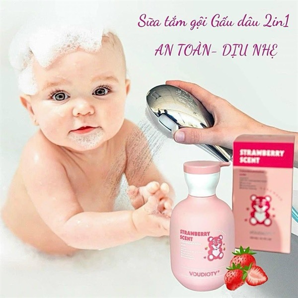 Sữa Tắm Gấu Dâu 2in1 300ml Dành Cho Trẻ Em, Dịu Nhẹ, An Toàn Cho Da