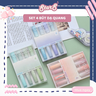 Set 4 Bút Dạ Quang Đánh Dấu Highlight Ngòi Mềm Màu Gradient Color Starhanoi Bút Nhớ Hãng Soft Cho Học Sinh
