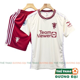  Quần Áo Bóng Đá Đồ Đá Banh MU Kem Đỏ 2024 Thun Lạnh Cao Cấp Thể Thao Đương Đại 