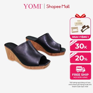 Giày xuồng nữ yomi guốc đế xuồng vân gỗ bản ngang sy0682x