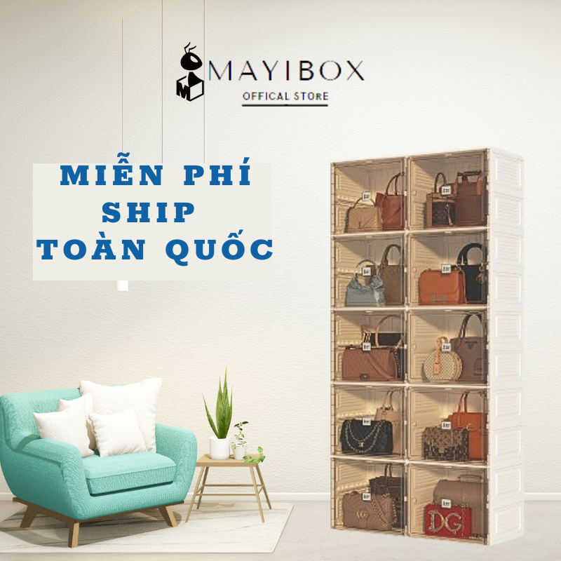 Tủ Đựng Túi Xách Đa Năng Gấp Gọn 6-10 Ngăn, Kệ Để Giày Dép Nhựa ABS Chính Hãng Mayibox