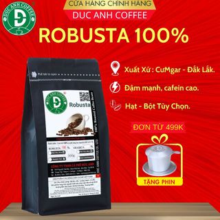 Gói 500g Robusta rang mộc nguyên chất Duc Anh Coffee đậm vị, cafein cao phù hợp pha phin, pha máy, nguyên hạt, cold brew