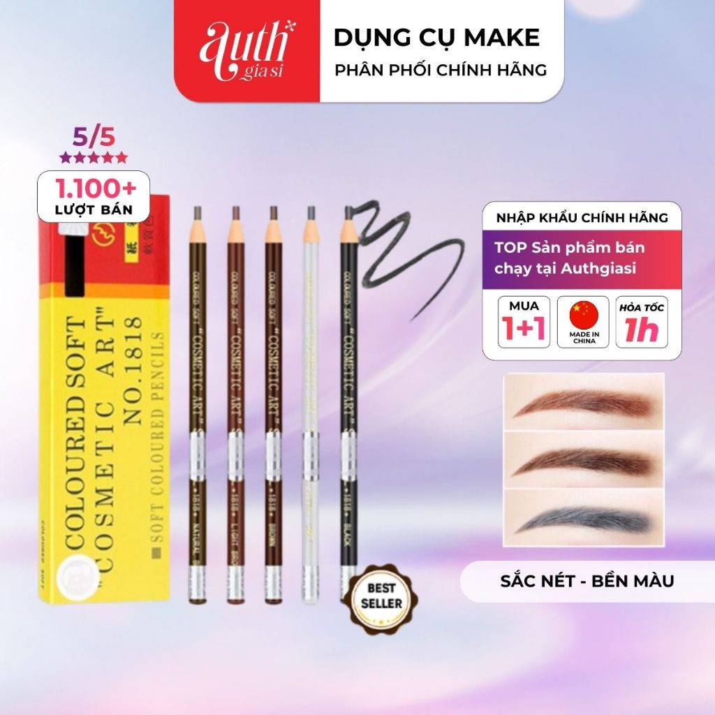 [COMBO 2]Chì xé 2 tem xịn Coloured soft No.1818 kẻ chân mày gảy sợi