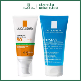 Combo La Roche-Posay Kem Chống Nắng Da Dầu SPF50+ 50ml + Gel Rửa Mặt Dành Cho Da Dầu, Nhạy Cảm 50ml Hasaki