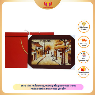 Tranh Gạo rang Phố Cổ Việt Nam HÀ THÀNH size để bàn,quà tặng bạn bè nước ngoài