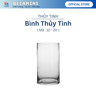 Bể cá mini , chậu thủy tinh trụ tròn 12x20 - Tặng phụ kiện