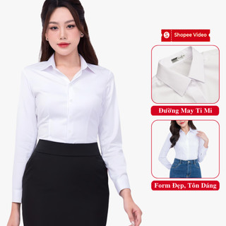 Áo Sơ Mi Trắng Tay Dài Công Sở Nữ Dáng Basic Madela, Sơ Mi Tay Dài Trắng Nữ Công Sở Trong Bộ SP: Áo Sơ Mi Nữ, Sơ Mi Nữ
