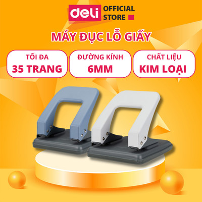 Máy Đục Lỗ Giấy Tròn 35 Trang Deli Cho Các Loại Giấy, Thiết Bị Hỗ Trợ Văn Phòng