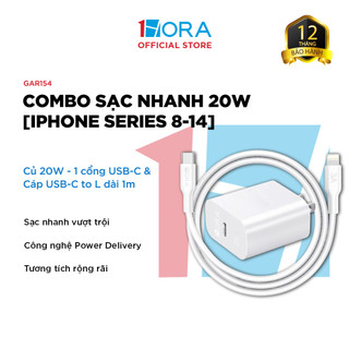 Bộ Sạc Nhanh 1HORA  Củ 20W - 1 cổng USB-C và Cáp USB-C toL dài 1M - GAR154
