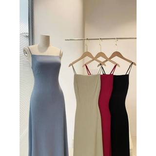 Đầm maxi 2 dây xòe dáng basic freesize chất thun tăm dễ mặc