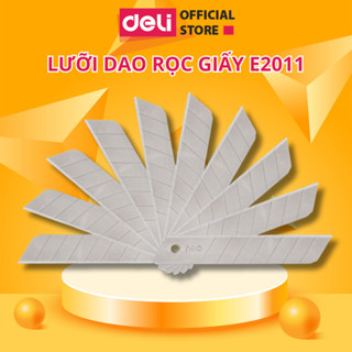   Hộp 10 Chiếc  Lưỡi Dao Rọc Giấy Deli Cỡ Lớn Chất Lượng - Chất Liệu Thép SK5 Sắc Bén Siêu Bền 