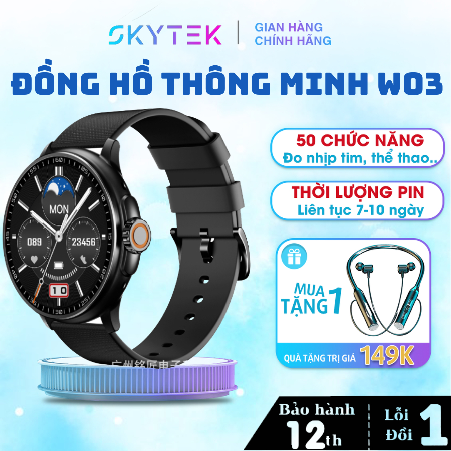Đồng hồ thông minh G-EW03 Plus, Smart Watch thể thao điện tử theo dõi sức khoẻ 24/7, chống thấm nước