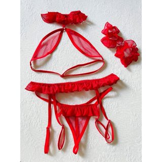 (ảnh thật ) BK134 -Đồ Lót Ren Đỏ Gợi Cảm KÈM VÒNG TAY VÀ VÒNG EO - Nội Y Cho Đêm Nóng Bỏng - Cosplay Sexy - kelly wang