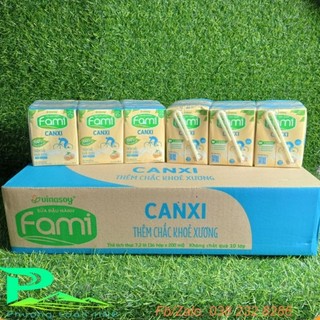 Sữa Fami đậu nành nguyên chất, canxi chắc xương hộp 200ml, thùng 36 hộp